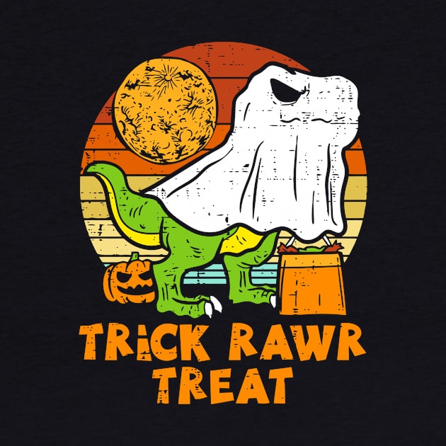 Trick Rawr Treat Dino Ghost T-rex Halloween by Teewyld